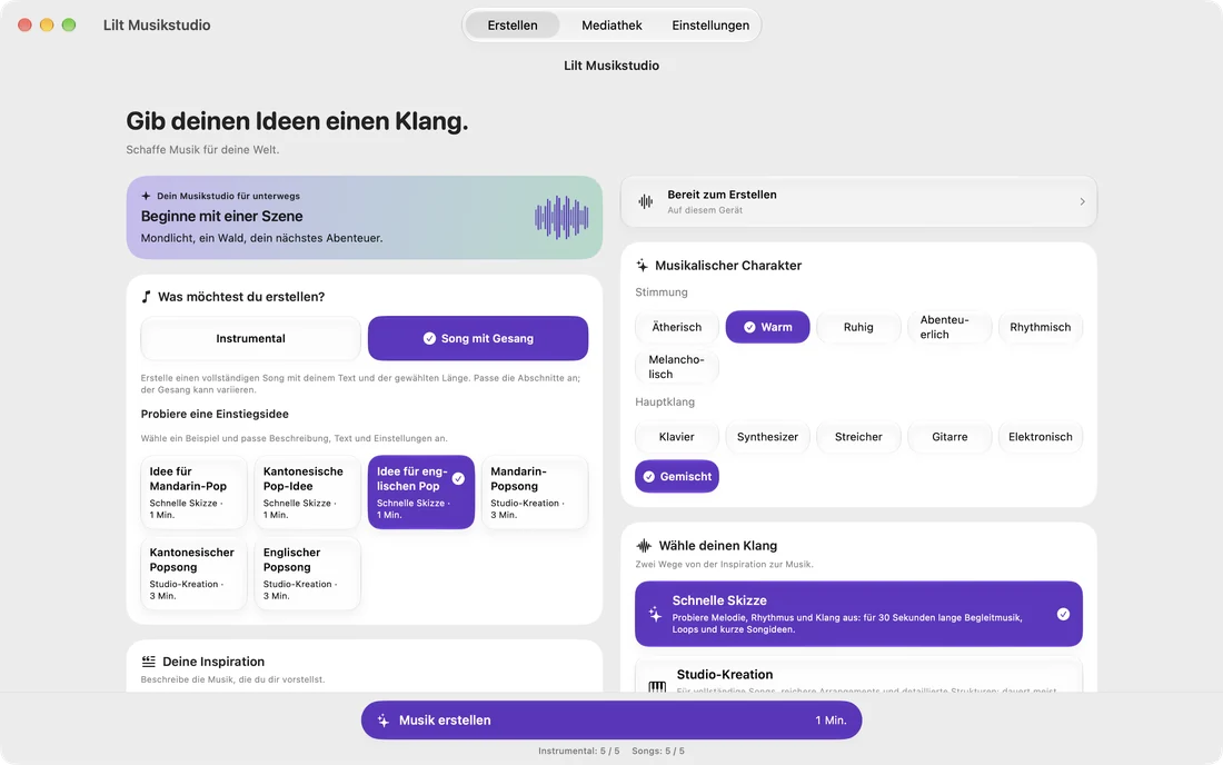Deine Idee. Deine eigene Musik. · Mac