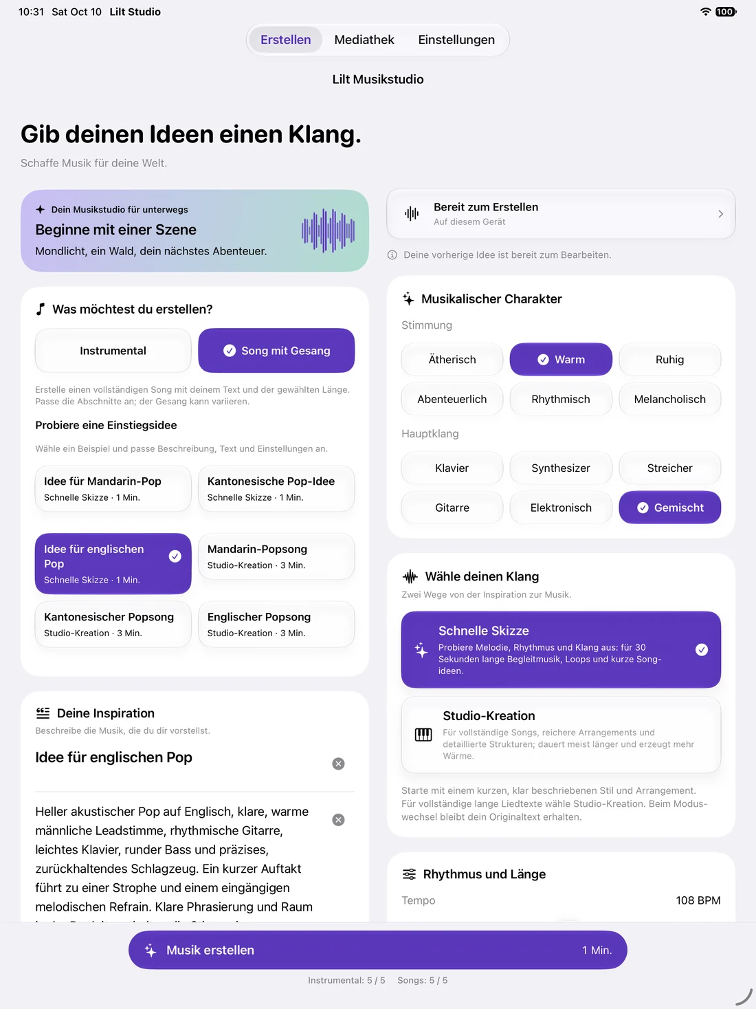 Deine Idee. Deine eigene Musik. · iPad