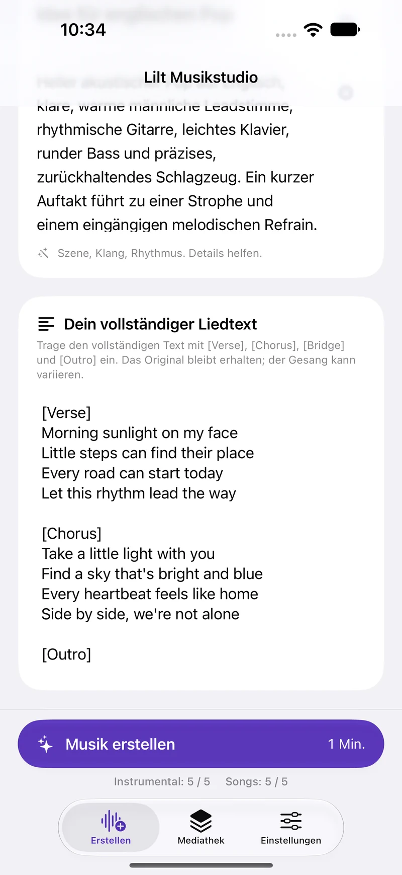 Deine Texte, von Strophe bis Refrain.