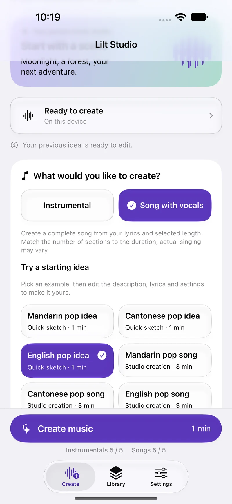 Your idea. Your own music. · iPhone