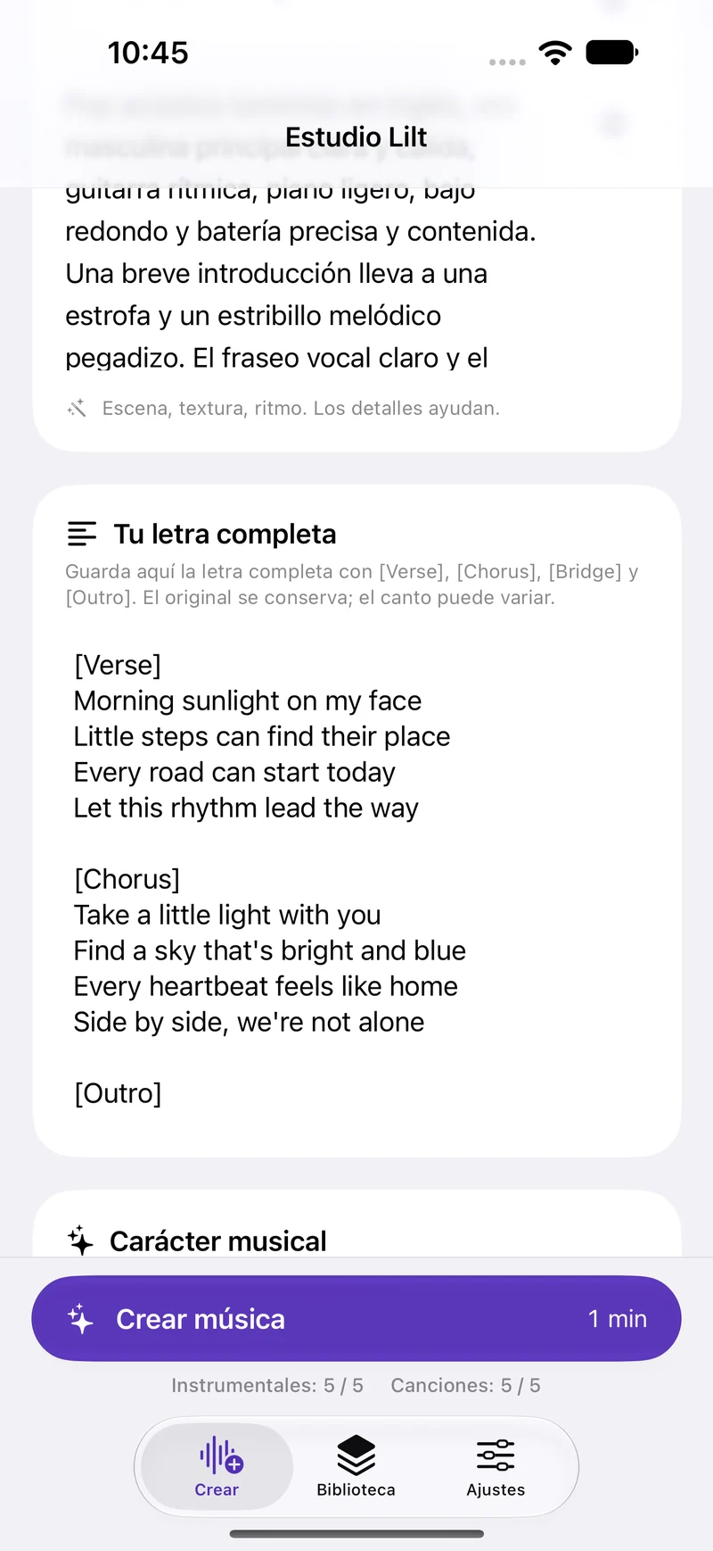 Tu letra, de la estrofa al estribillo.