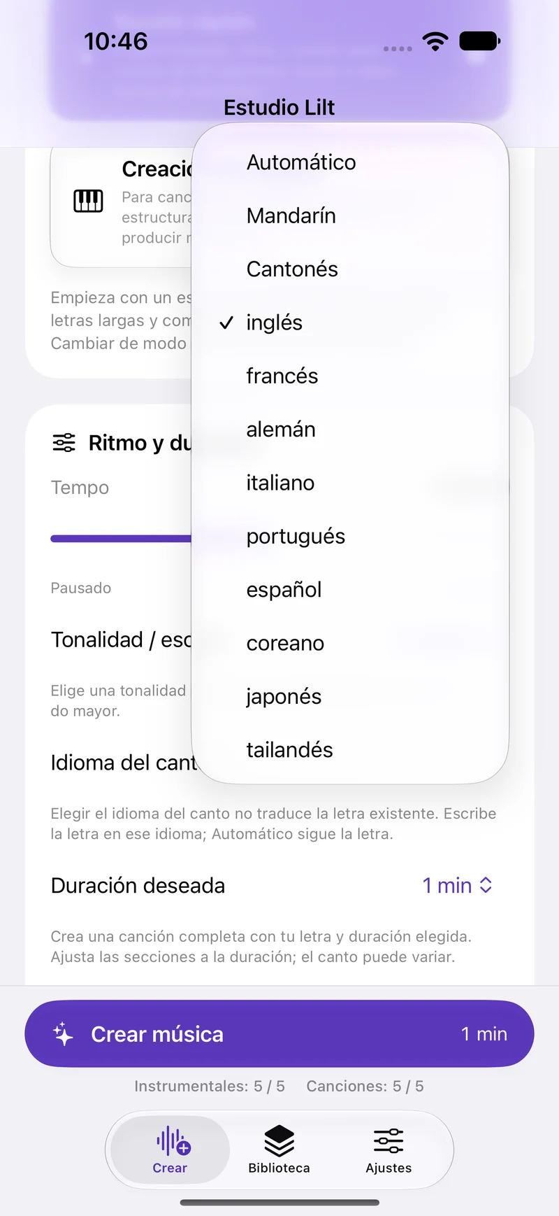 Escribe canciones en tu idioma.