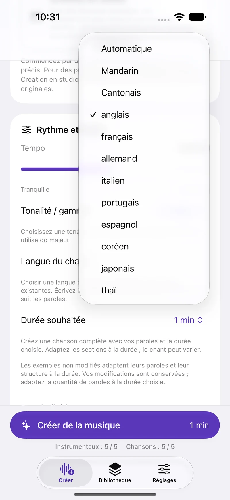 Écrivez des chansons dans votre langue.