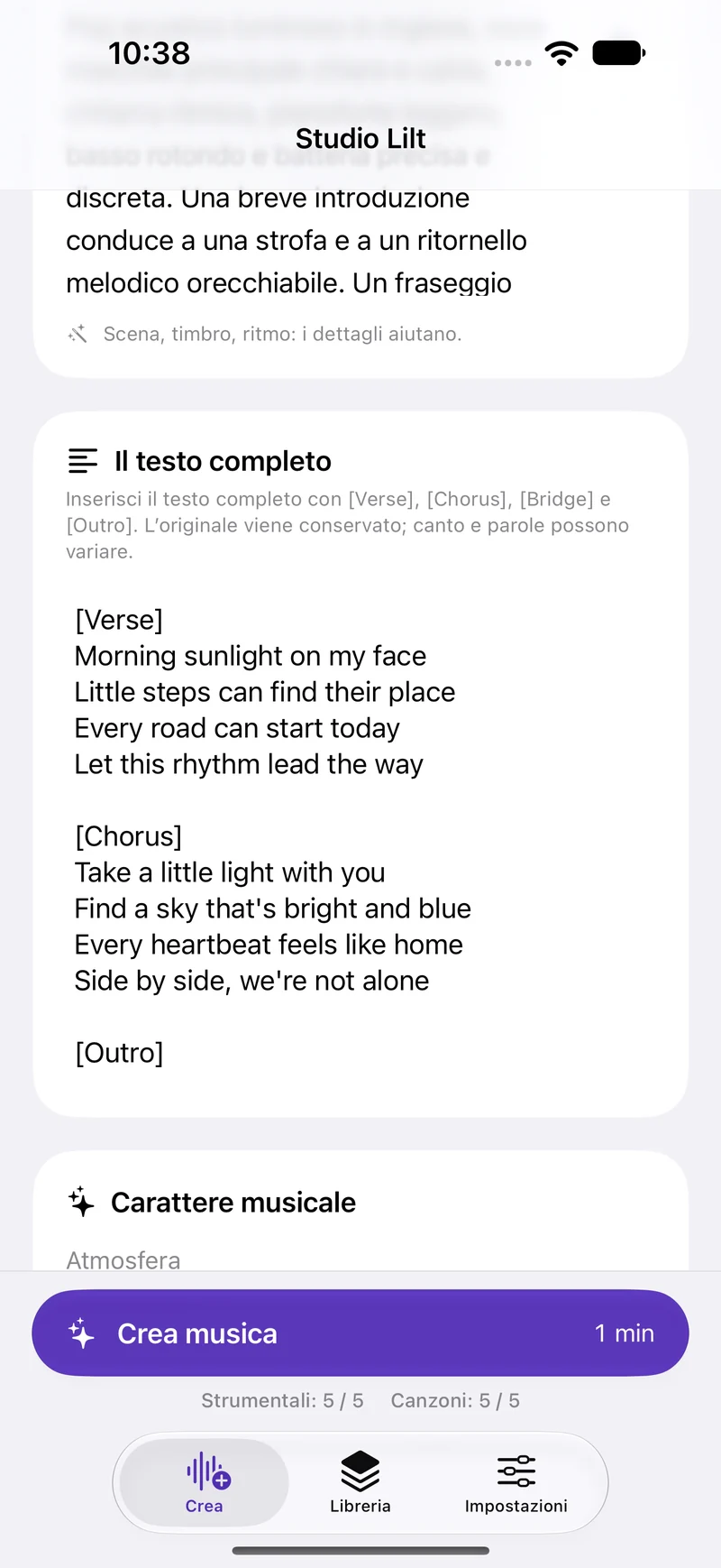 Il tuo testo, dalla strofa al ritornello.