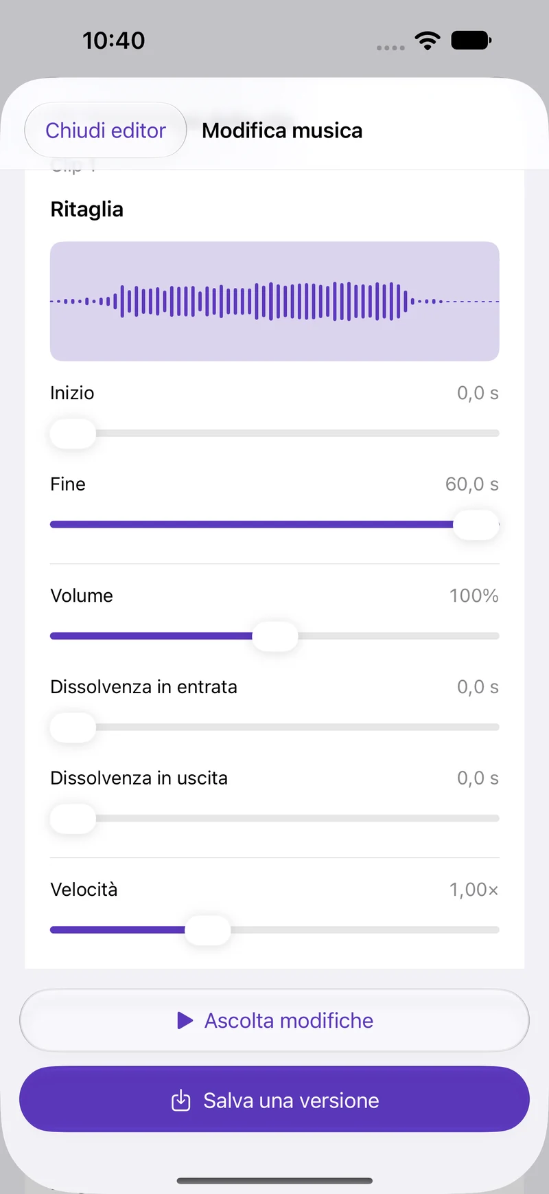 Rifinisci una versione. Conserva l’originale.