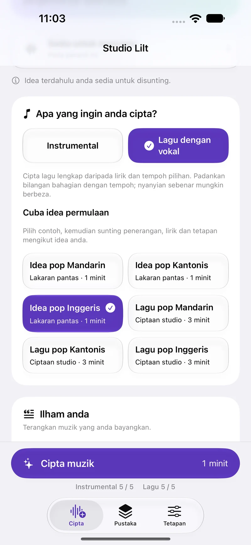 Idea anda. Muzik anda sendiri. · iPhone