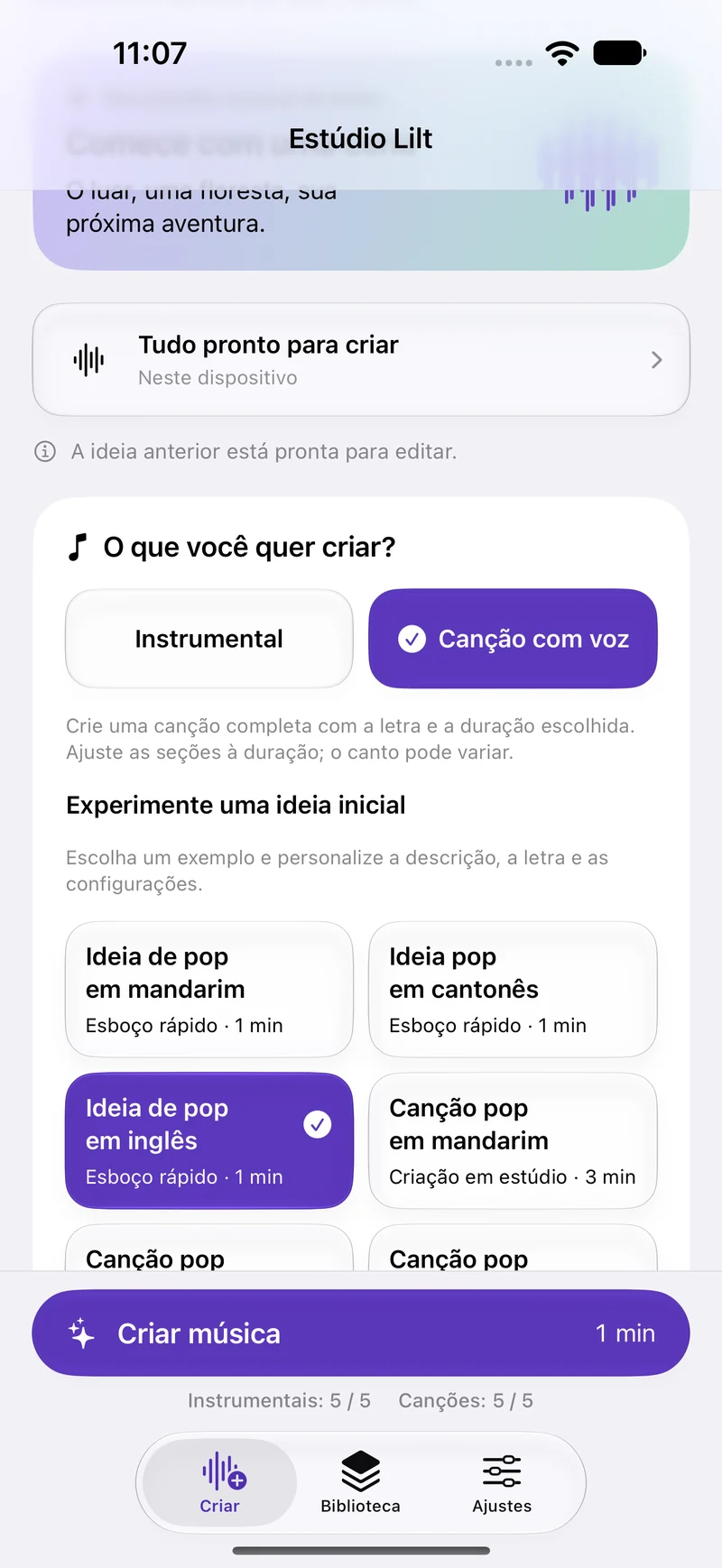 Sua ideia. Sua música. · iPhone