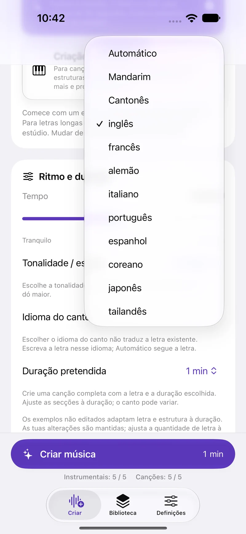 Escreve canções na tua língua.