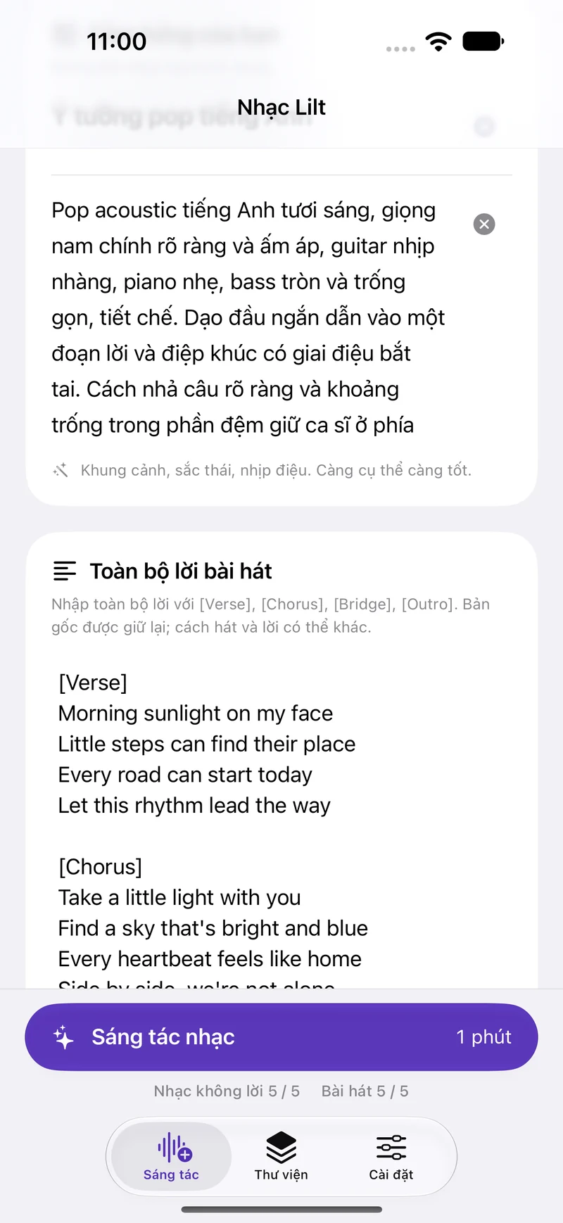 Tự viết trọn lời bài hát.