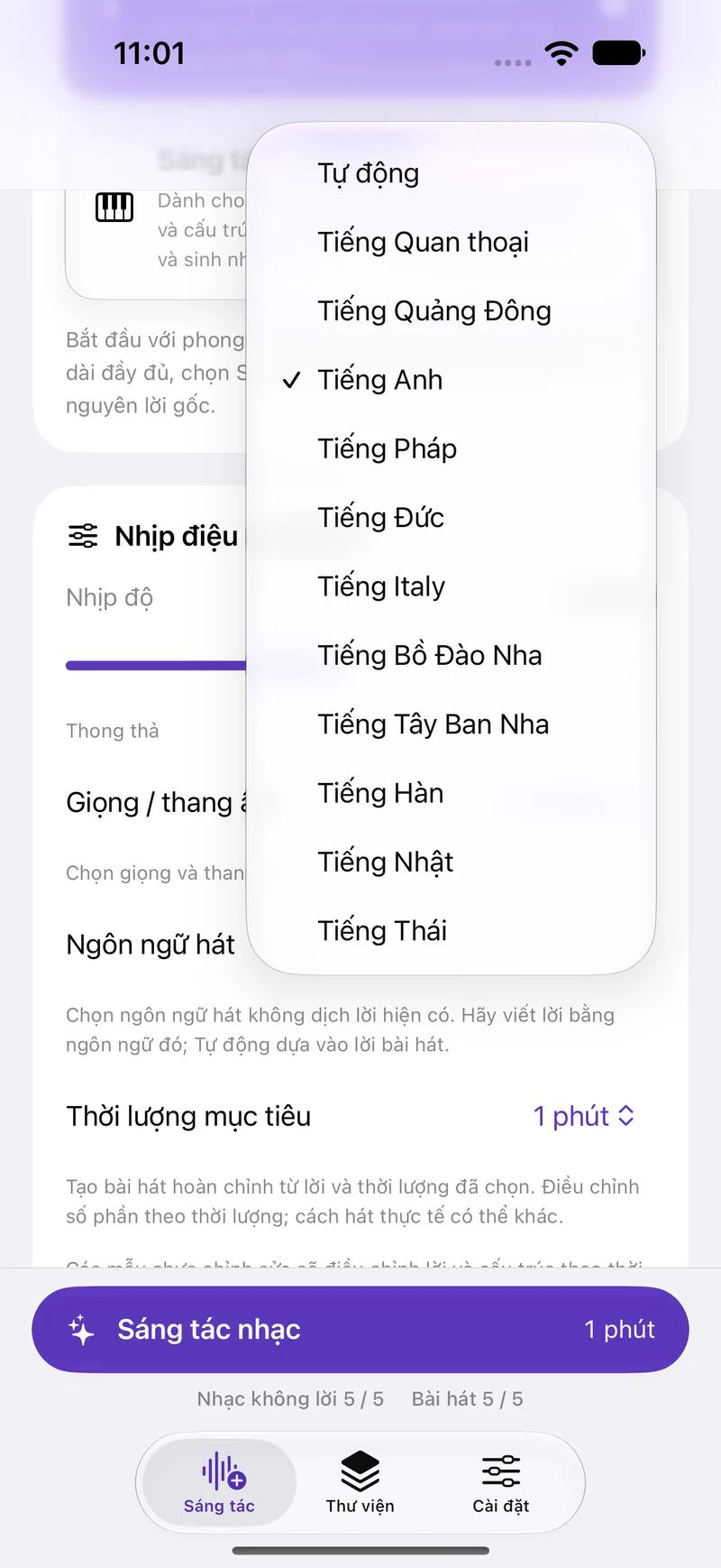 Viết bài hát bằng ngôn ngữ của bạn.